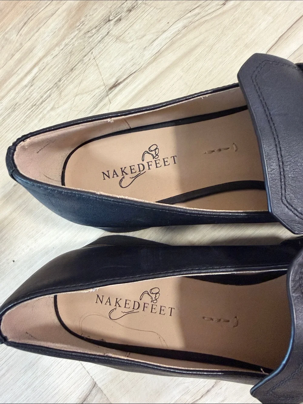 Naked Feet Privy Black Leather Platform Loafers Size 9M Chain Chunky Shoes